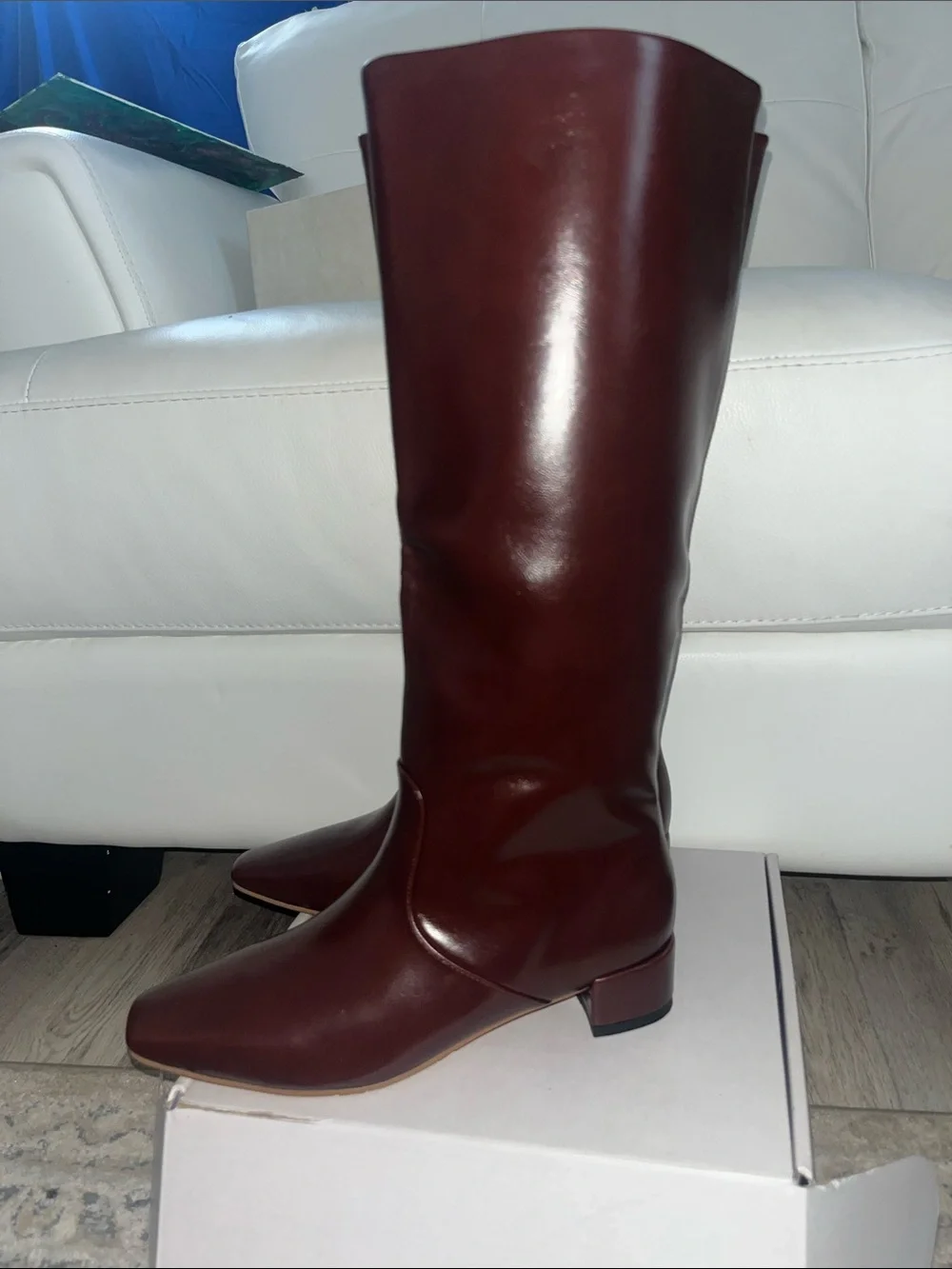 Women's Over-the-Knee Leather Boots in Bordeaux